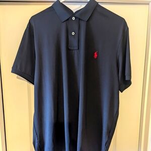 Mens Black Performance Polo Shirt Large